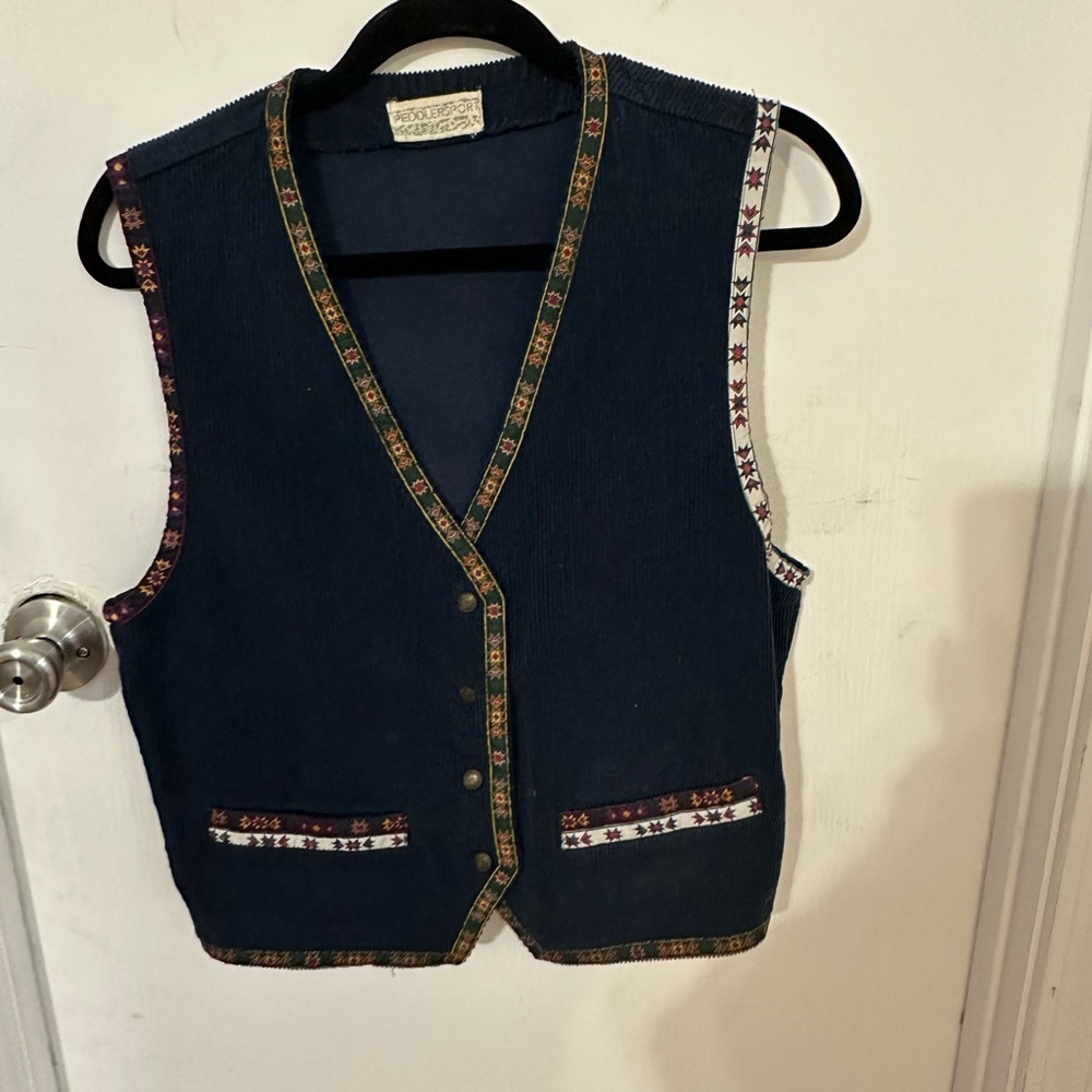 Vintage Peddler Sport Corduroy Vest | Southwestern Boho Trim